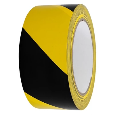 Warning Tape 50mm x 33 m veszélyt jelző ragasztószalag, PVC, sárga/fekete 44980