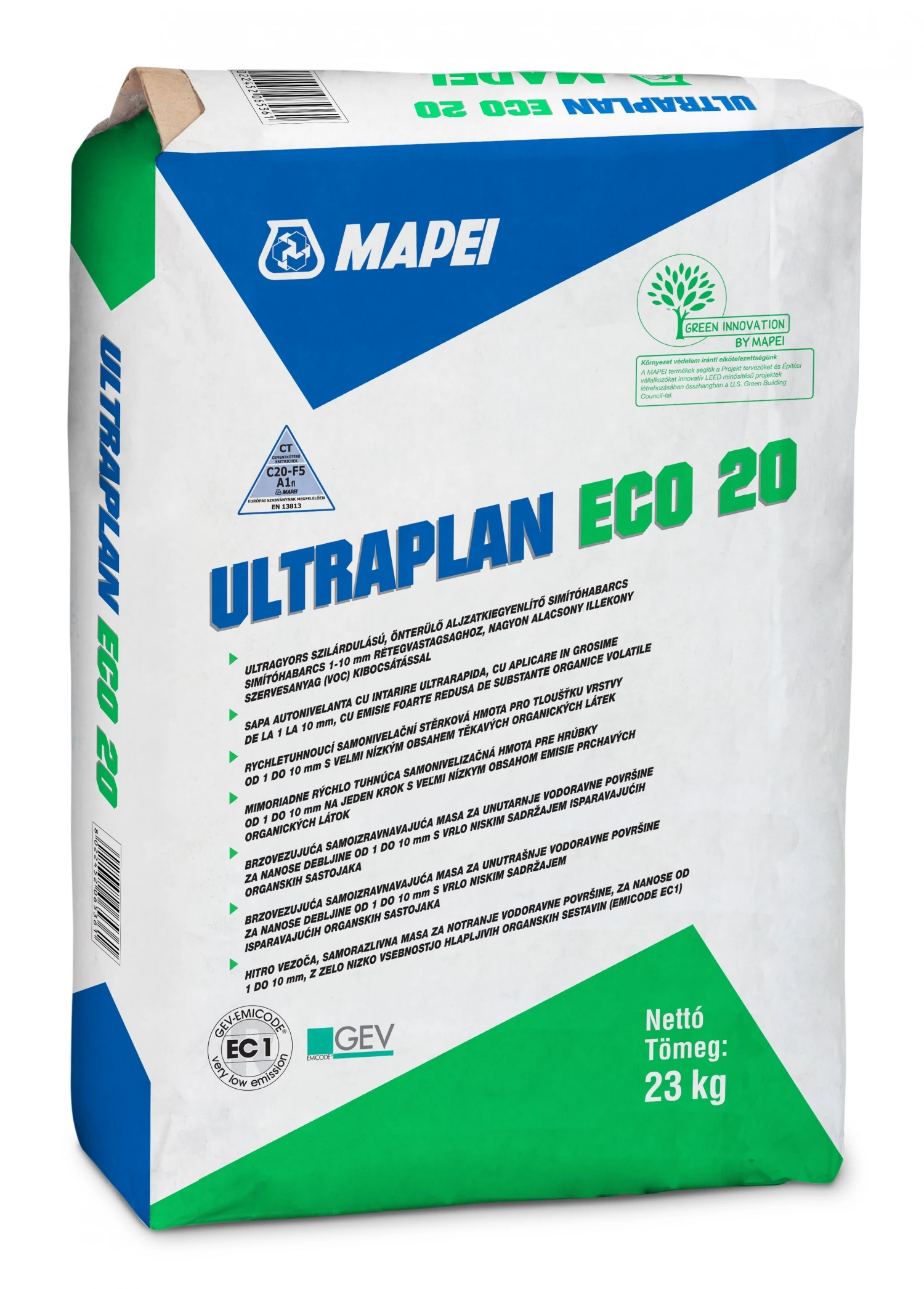 Mapei Ultraplan Eco 20 aljzatkiegyenlítő 23kg 1,6kg/m2/mm